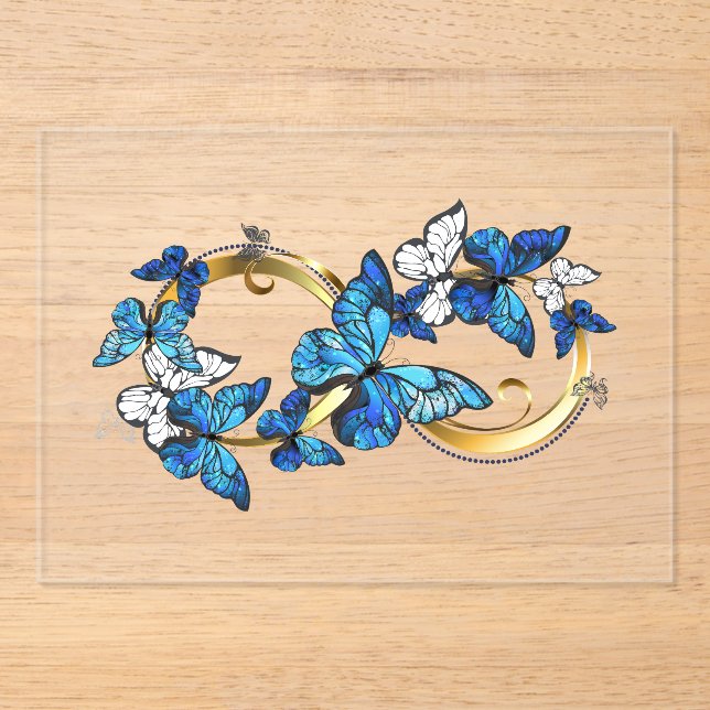 Symbol Infinity of Blue Morpho Butterflies Acrylic Invitations (Front)