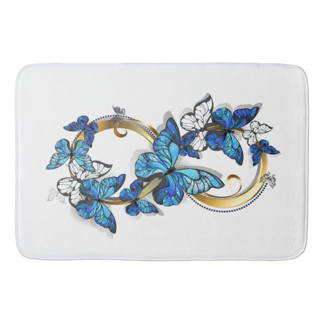 Symbol Infinity of Blue Morpho Butterflies Bath Mat (Front)