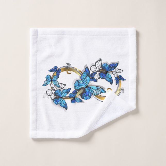 Symbol Infinity of Blue Morpho Butterflies Bath Towel Set (Wash Cloth)