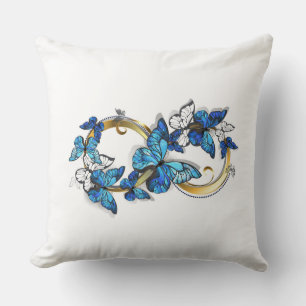 Symbol Infinity of Blue Morpho Butterflies Cushion