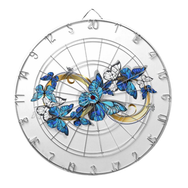 Symbol Infinity of Blue Morpho Butterflies Dartboard (Front)