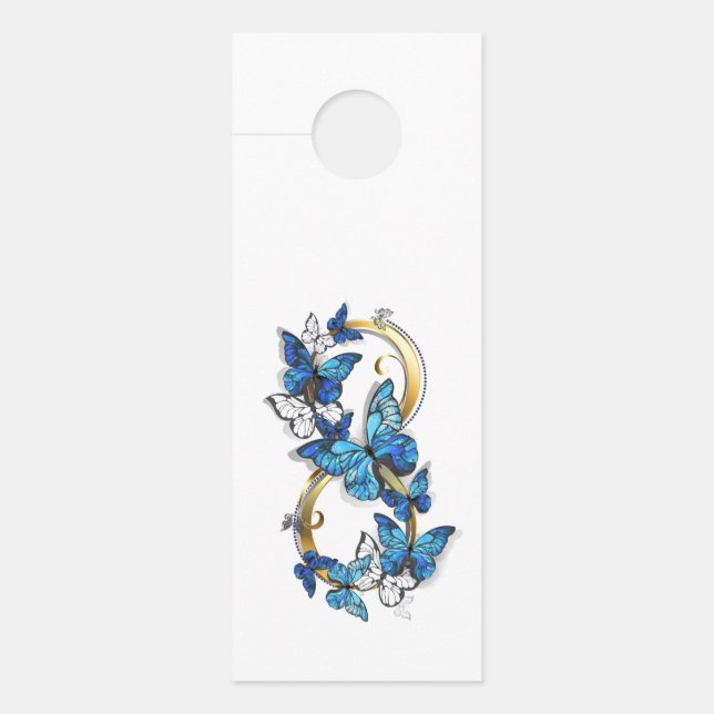 Symbol Infinity of Blue Morpho Butterflies Door Hanger (Front)