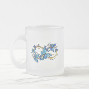 Symbol Infinity of Blue Morpho Butterflies Frosted Glass Coffee Mug