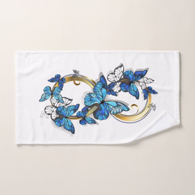 Symbol Infinity of Blue Morpho Butterflies Hand Towel (Hand Towel)