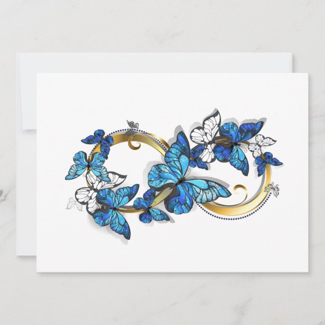 Symbol Infinity of Blue Morpho Butterflies Holiday Card (Front)
