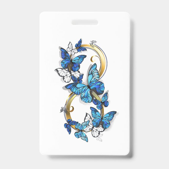Symbol Infinity of Blue Morpho Butterflies ID Badge (Front)