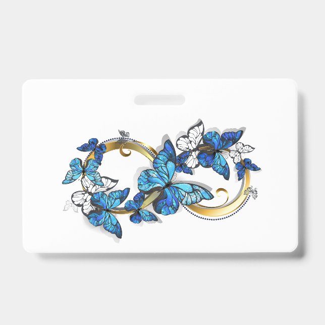 Symbol Infinity of Blue Morpho Butterflies ID Badge (Front)