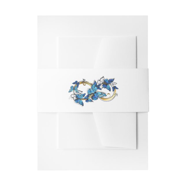 Symbol Infinity of Blue Morpho Butterflies Invitation Belly Band (Front Example)