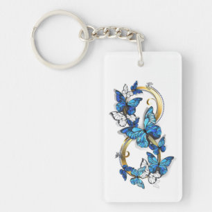 Symbol Infinity of Blue Morpho Butterflies Key Ring