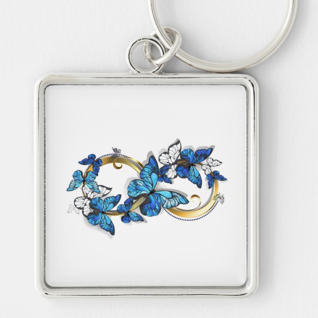 Symbol Infinity of Blue Morpho Butterflies Key Ring (Front)