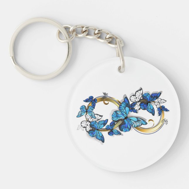 Symbol Infinity of Blue Morpho Butterflies Key Ring (Front)