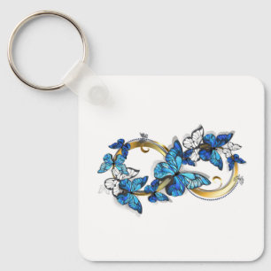 Symbol Infinity of Blue Morpho Butterflies Key Ring