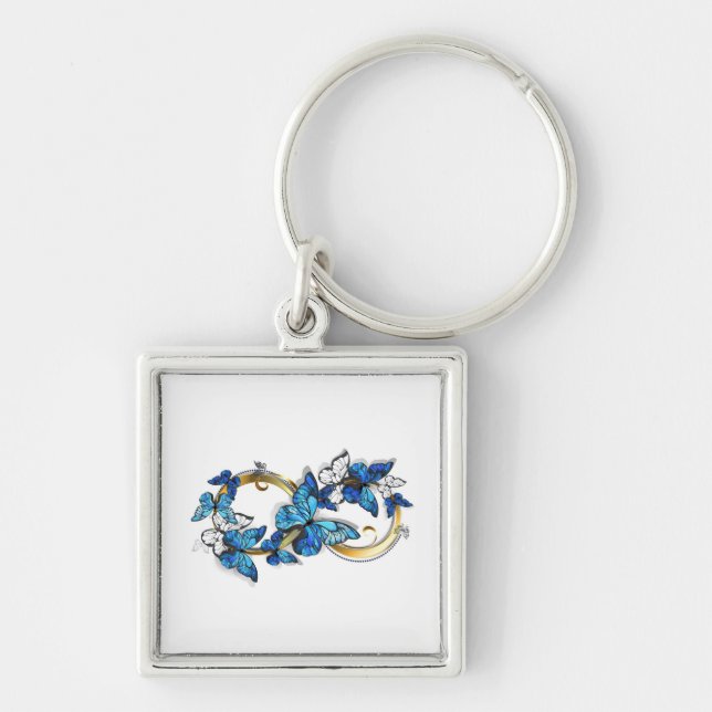 Symbol Infinity of Blue Morpho Butterflies Key Ring (Front)