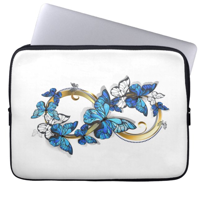 Symbol Infinity of Blue Morpho Butterflies Laptop Sleeve (Front)