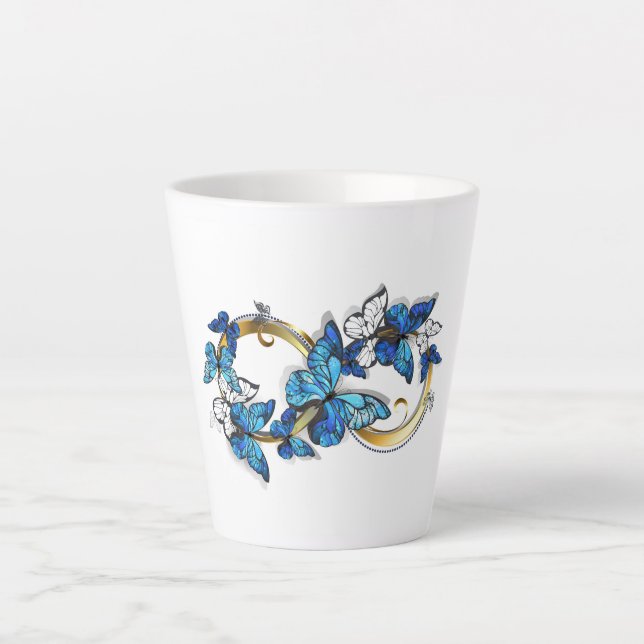 Symbol Infinity of Blue Morpho Butterflies Latte Mug (Front)