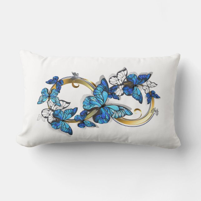 Symbol Infinity of Blue Morpho Butterflies Lumbar Cushion (Front)