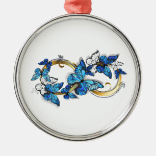 Symbol Infinity of Blue Morpho Butterflies Metal Tree Decoration
