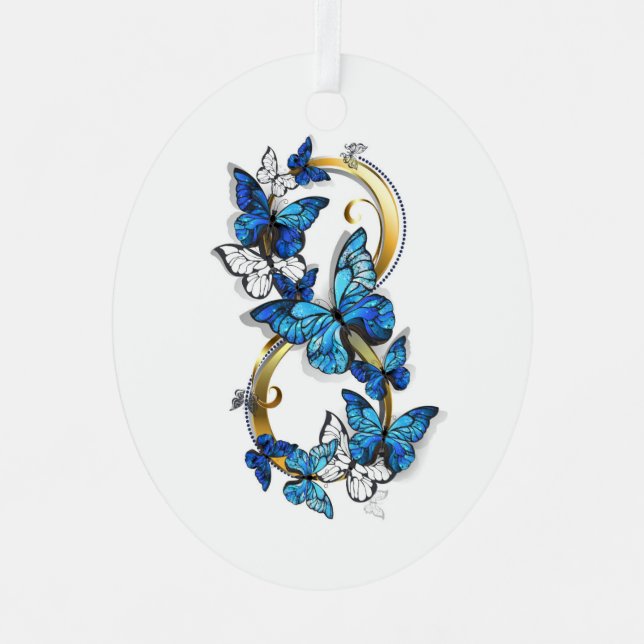 Symbol Infinity of Blue Morpho Butterflies Metal Tree Decoration (Front)