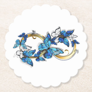 Symbol Infinity of Blue Morpho Butterflies Paper Coaster