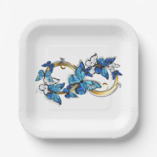 Symbol Infinity of Blue Morpho Butterflies Paper Plate