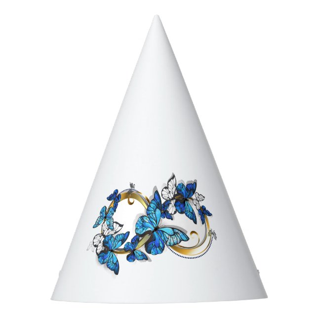 Symbol Infinity of Blue Morpho Butterflies Party Hat (Front)