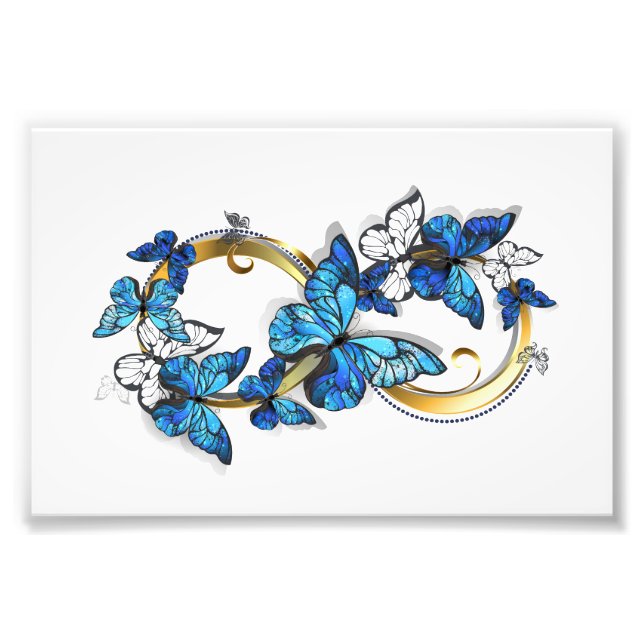Symbol Infinity of Blue Morpho Butterflies Photo Print (Front)