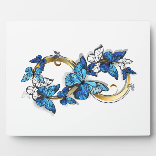 Symbol Infinity of Blue Morpho Butterflies Plaque (Front)