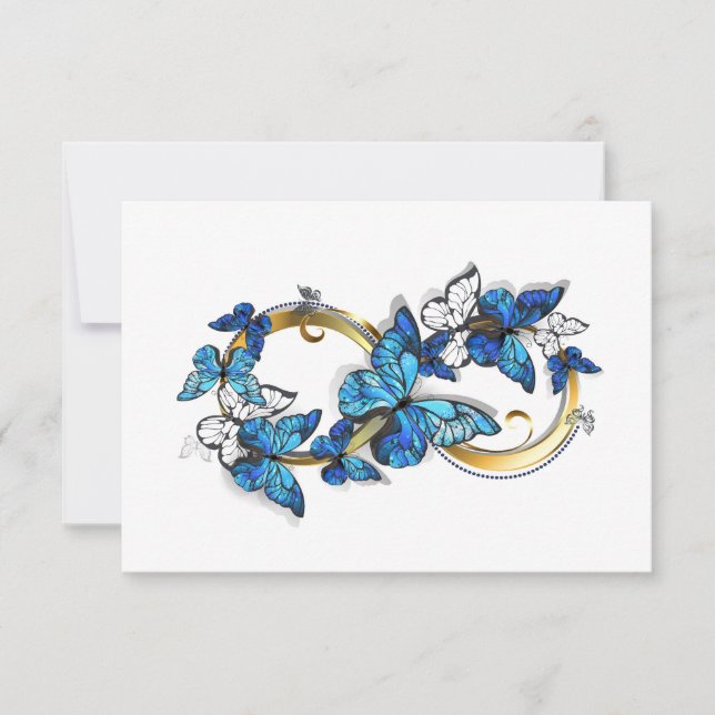 Symbol Infinity of Blue Morpho Butterflies RSVP Card (Front)