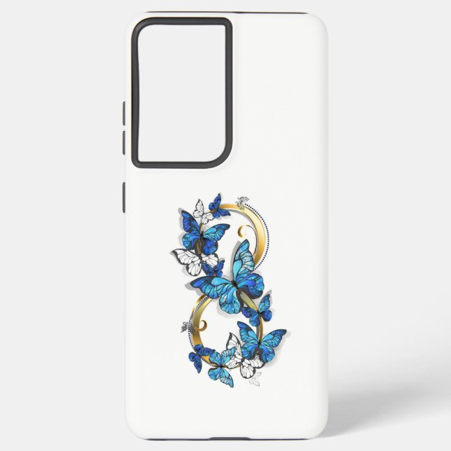 Symbol Infinity of Blue Morpho Butterflies Samsung Galaxy S21 Ultra Case (Back)