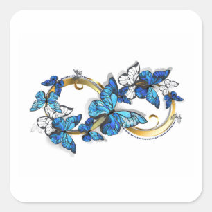 Symbol Infinity of Blue Morpho Butterflies Square Sticker