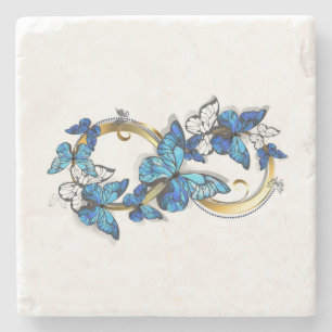 Symbol Infinity of Blue Morpho Butterflies Stone Coaster