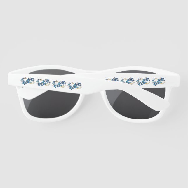Symbol Infinity of Blue Morpho Butterflies Sunglasses (Back)