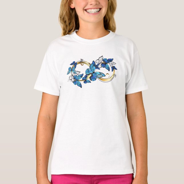 Symbol Infinity of Blue Morpho Butterflies T-Shirt (Front)