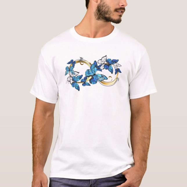 Symbol Infinity of Blue Morpho Butterflies T-Shirt (Front)
