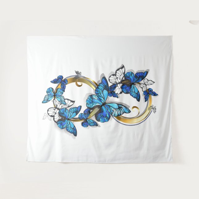 Symbol Infinity of Blue Morpho Butterflies Tapestry (Front (Horizontal))