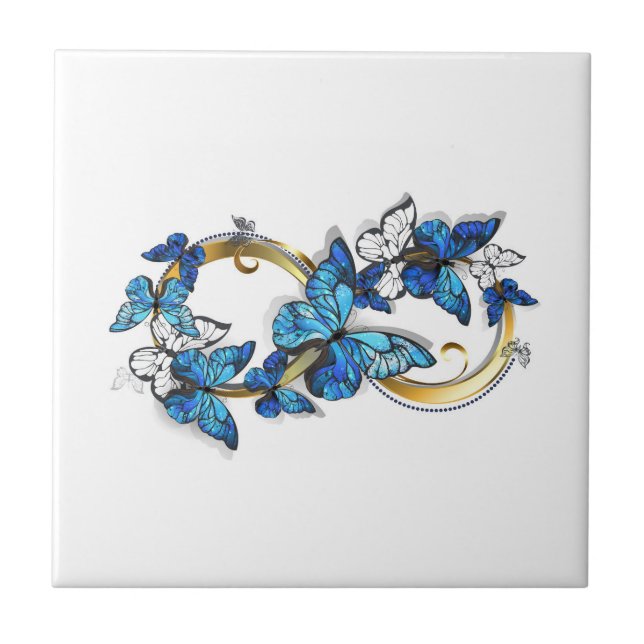 Symbol Infinity of Blue Morpho Butterflies Tile (Front)