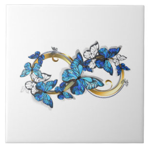 Symbol Infinity of Blue Morpho Butterflies Tile