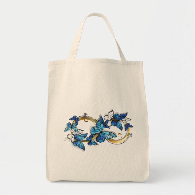 Symbol Infinity of Blue Morpho Butterflies Tote Bag (Front)