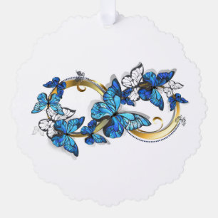 Symbol Infinity of Blue Morpho Butterflies Tree Decoration Card