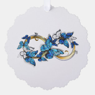 Symbol Infinity of Blue Morpho Butterflies Tree Decoration Card