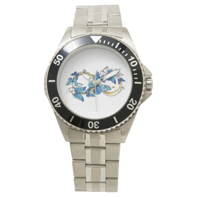 Symbol Infinity of Blue Morpho Butterflies Watch (Front)
