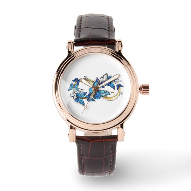 Symbol Infinity of Blue Morpho Butterflies Watch (Front)