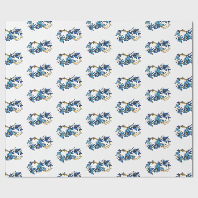 Symbol Infinity of Blue Morpho Butterflies Wrapping Paper (Flat)