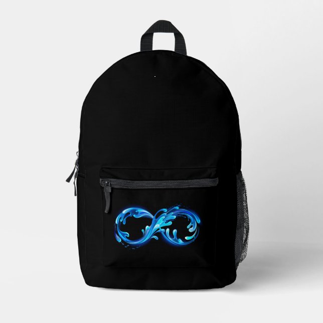Symbol Infinity of Cold Clear Water Printed Backpack (Front)