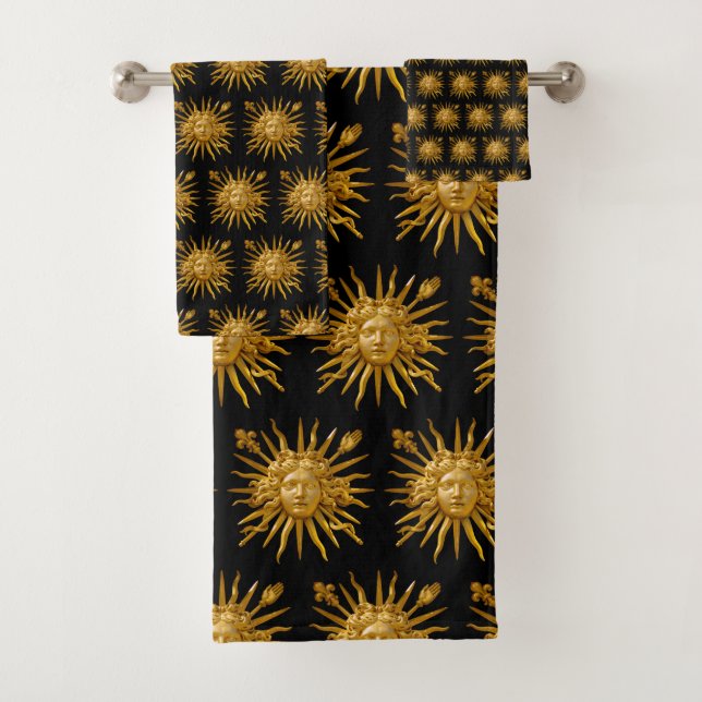 Symbol of Louis XIV the Sun King Bath Towel Set (Insitu)