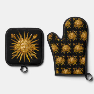 Symbol of Louis XIV the Sun King Oven Mitt & Pot Holder Set