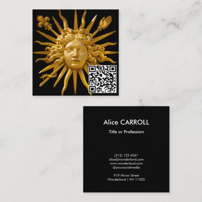 Symbol of Louis XIV the Sun King - QR Code Square Business Card (Front/Back)