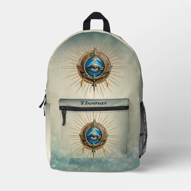 Symbol of the Egyptian allseeing eye,  Printed Backpack (Front)