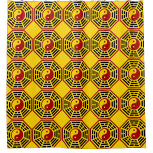 Symbol PaKua / yin & yang / I Ging - red black Shower Curtain