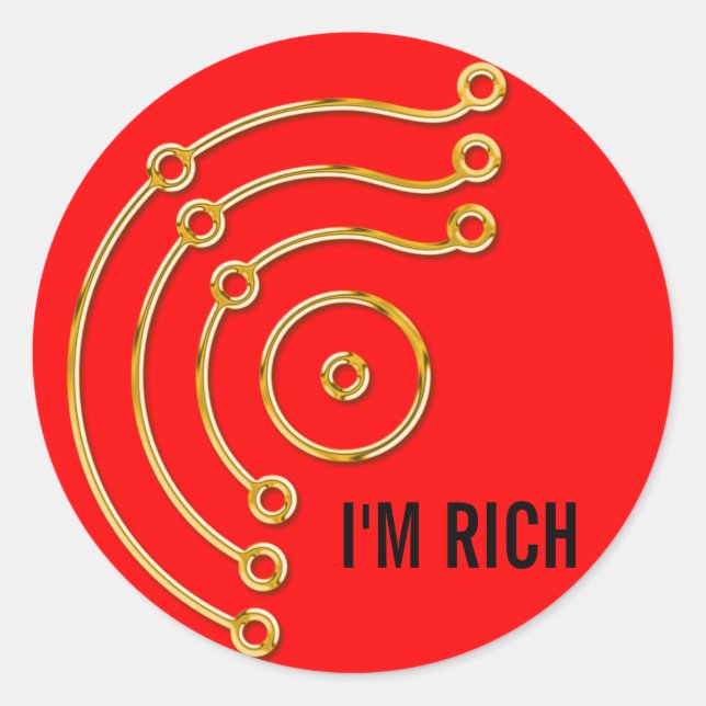 Symbol RUNA / GOLD, I'M RICH | red light Classic Round Sticker (Front)
